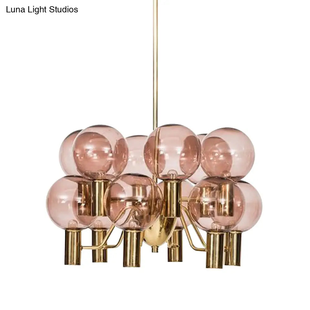 Lámpara de techo moderna de cristal rosa - 12 luces - Lámpara colgante para comedor