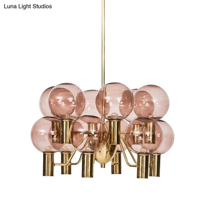 Lámpara de techo moderna de cristal rosa - 12 luces - Lámpara colgante para comedor