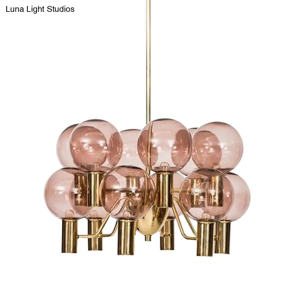 Lámpara de techo moderna de cristal rosa - 12 luces - Lámpara colgante para comedor