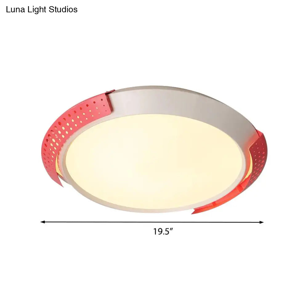 DecorBites™ DecorBites™ Modern Pink/Gold Hollow Metal Ceiling Fixture - 16"/19.5" Round Flush Mount Light for Bedroom