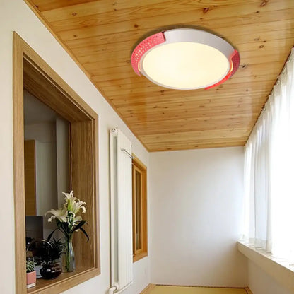 DecorBites™ DecorBites™ Modern Pink/Gold Hollow Metal Ceiling Fixture - 16"/19.5" Round Flush Mount Light for Bedroom