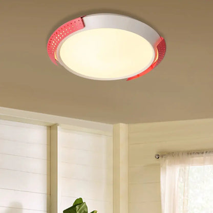DecorBites™ DecorBites™ Modern Pink/Gold Hollow Metal Ceiling Fixture - 16"/19.5" Round Flush Mount Light for Bedroom