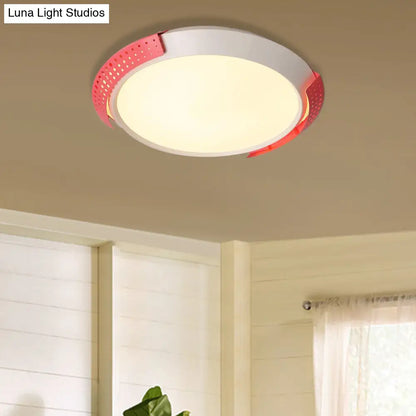 DecorBites™ DecorBites™ Modern Pink/Gold Hollow Metal Ceiling Fixture - 16"/19.5" Round Flush Mount Light for Bedroom
