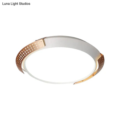 DecorBites™ DecorBites™ Modern Pink/Gold Hollow Metal Ceiling Fixture - 16"/19.5" Round Flush Mount Light for Bedroom