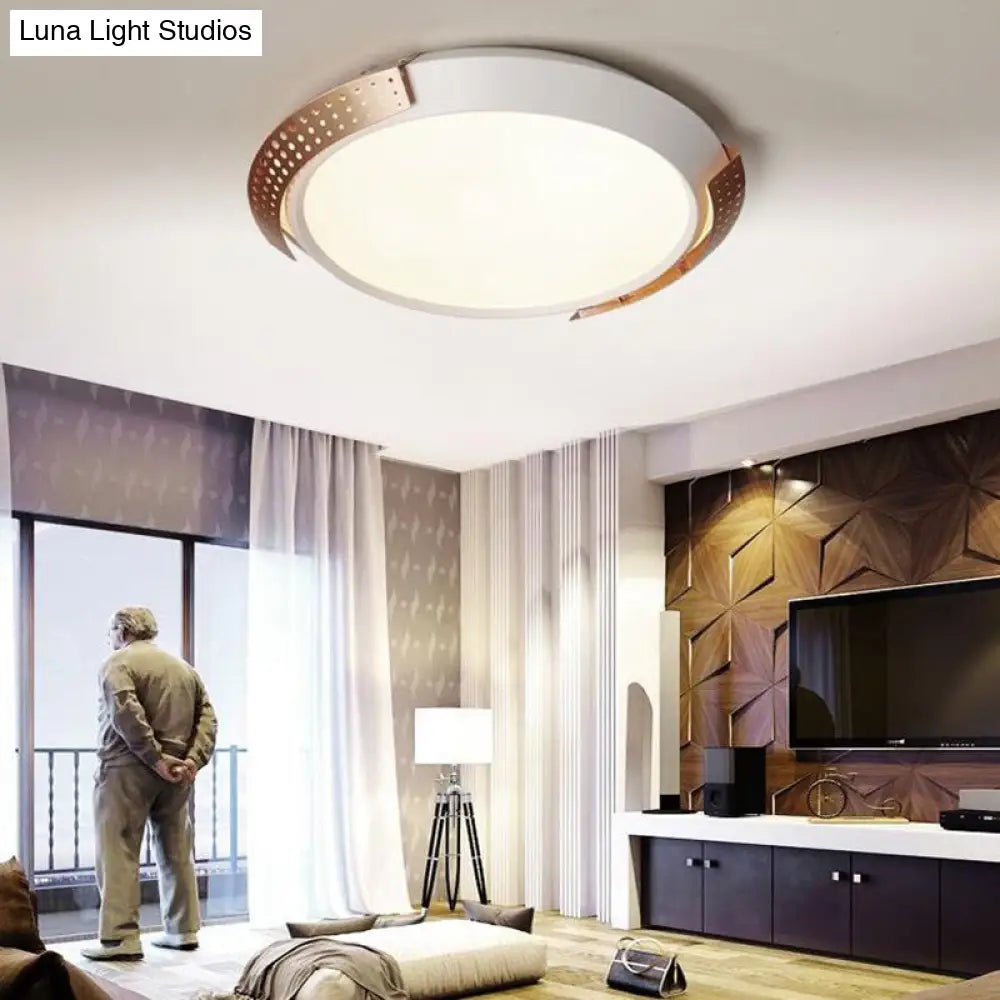 DecorBites™ DecorBites™ Modern Pink/Gold Hollow Metal Ceiling Fixture - 16"/19.5" Round Flush Mount Light for Bedroom