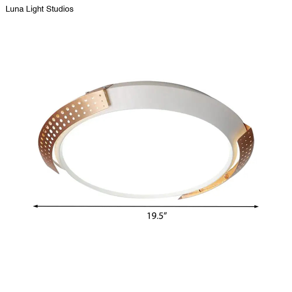 DecorBites™ DecorBites™ Modern Pink/Gold Hollow Metal Ceiling Fixture - 16"/19.5" Round Flush Mount Light for Bedroom