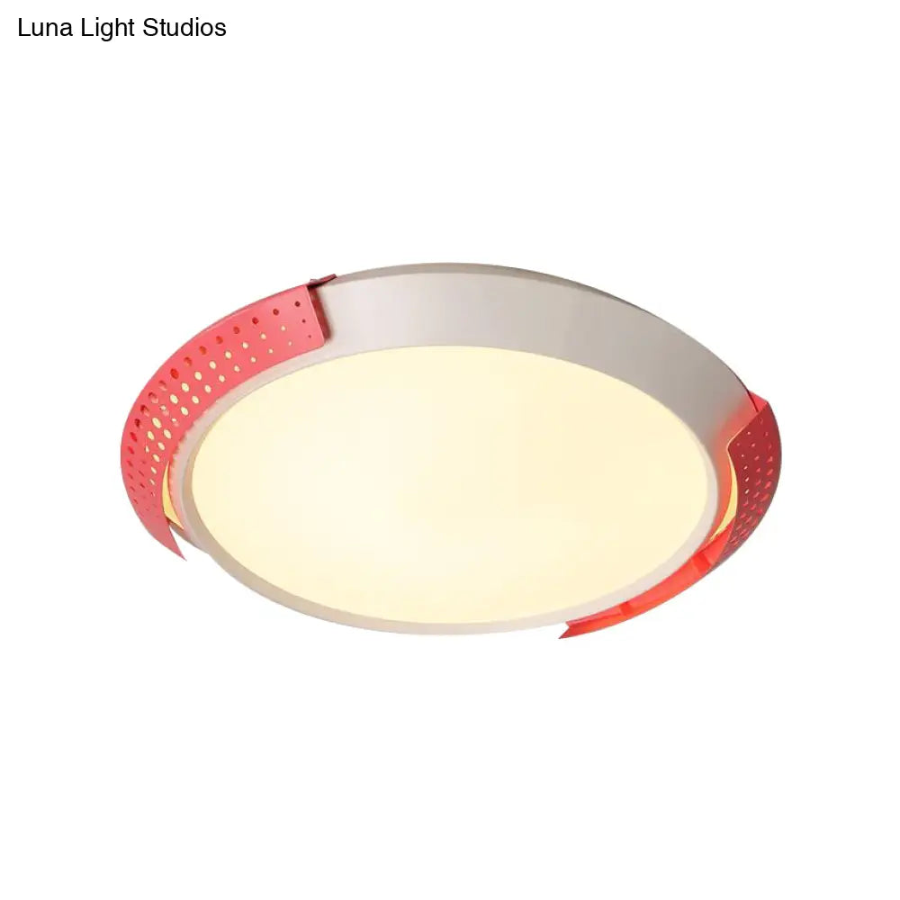 DecorBites™ DecorBites™ Modern Pink/Gold Hollow Metal Ceiling Fixture - 16"/19.5" Round Flush Mount Light for Bedroom