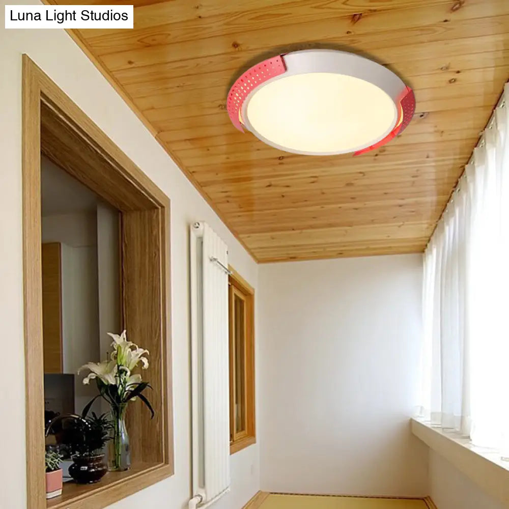 DecorBites™ DecorBites™ Modern Pink/Gold Hollow Metal Ceiling Fixture - 16"/19.5" Round Flush Mount Light for Bedroom