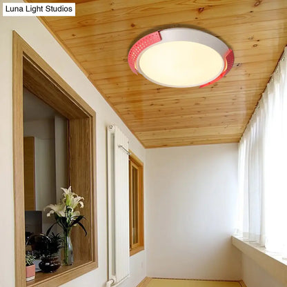 DecorBites™ DecorBites™ Modern Pink/Gold Hollow Metal Ceiling Fixture - 16"/19.5" Round Flush Mount Light for Bedroom