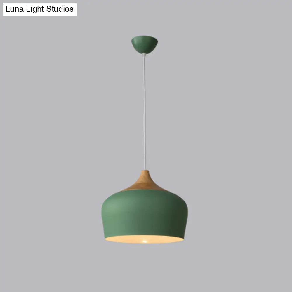 Modern Pink/Green Domed Pendant Light Fixture 12"/14" Wide - Metal Hanging Lamp Kit for Kitchen