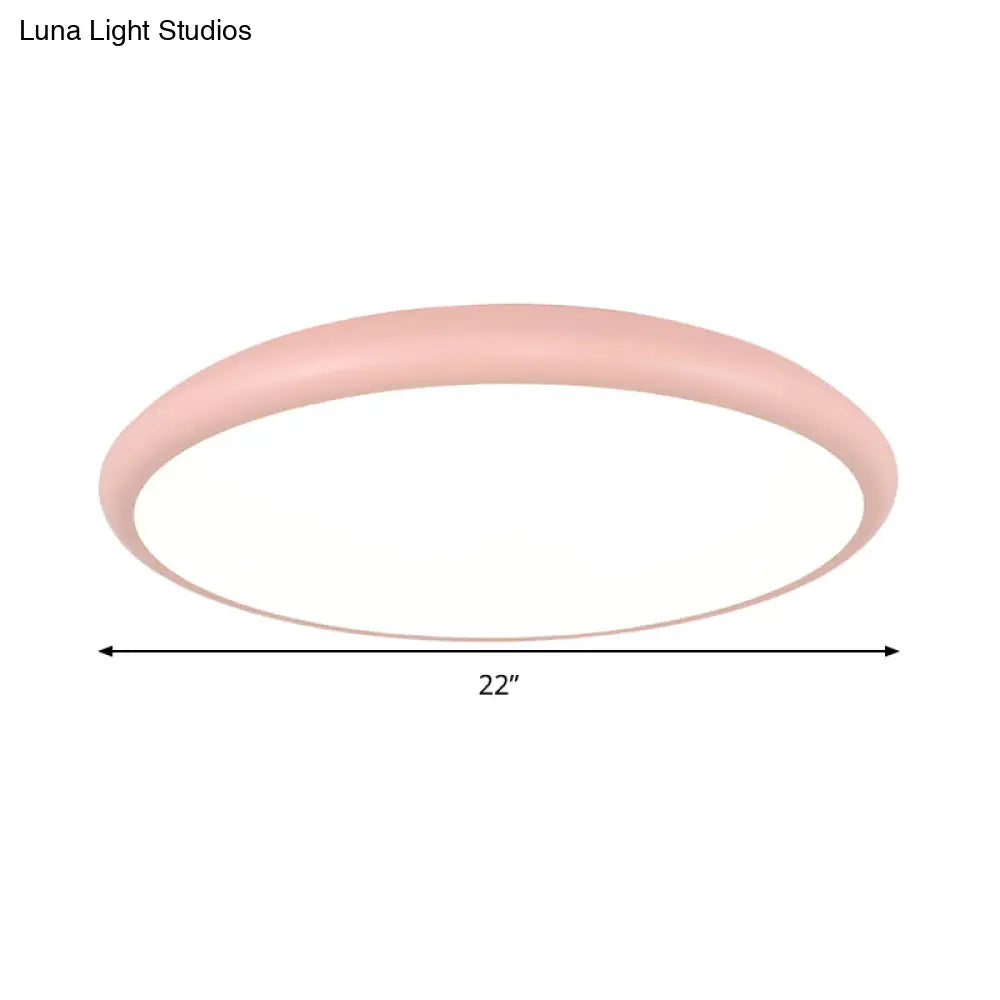 DecorBites™ DecorBites™ Modern Pink LED Ceiling Mounted Fixture, Round Acrylic Flush Mount Light in Warm & White Light, 15"/18"/22" Width