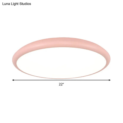 DecorBites™ DecorBites™ Modern Pink LED Ceiling Mounted Fixture, Round Acrylic Flush Mount Light in Warm & White Light, 15"/18"/22" Width