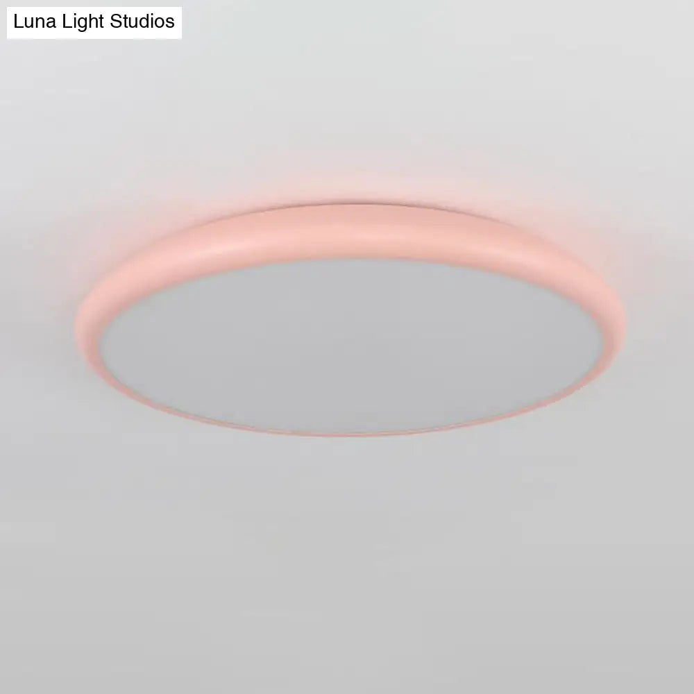 DecorBites™ DecorBites™ Modern Pink LED Ceiling Mounted Fixture, Round Acrylic Flush Mount Light in Warm & White Light, 15"/18"/22" Width