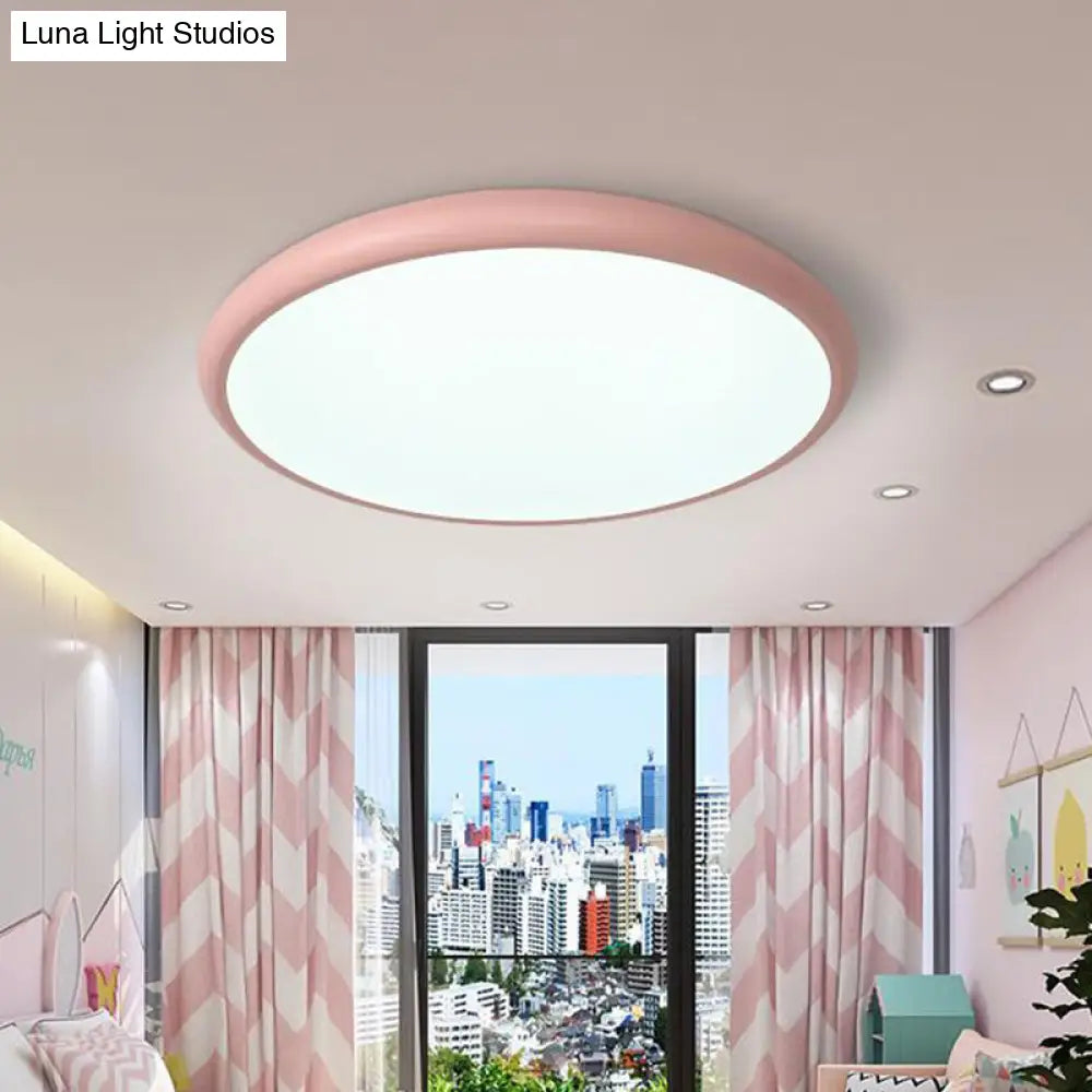 DecorBites™ DecorBites™ Modern Pink LED Ceiling Mounted Fixture, Round Acrylic Flush Mount Light in Warm & White Light, 15"/18"/22" Width