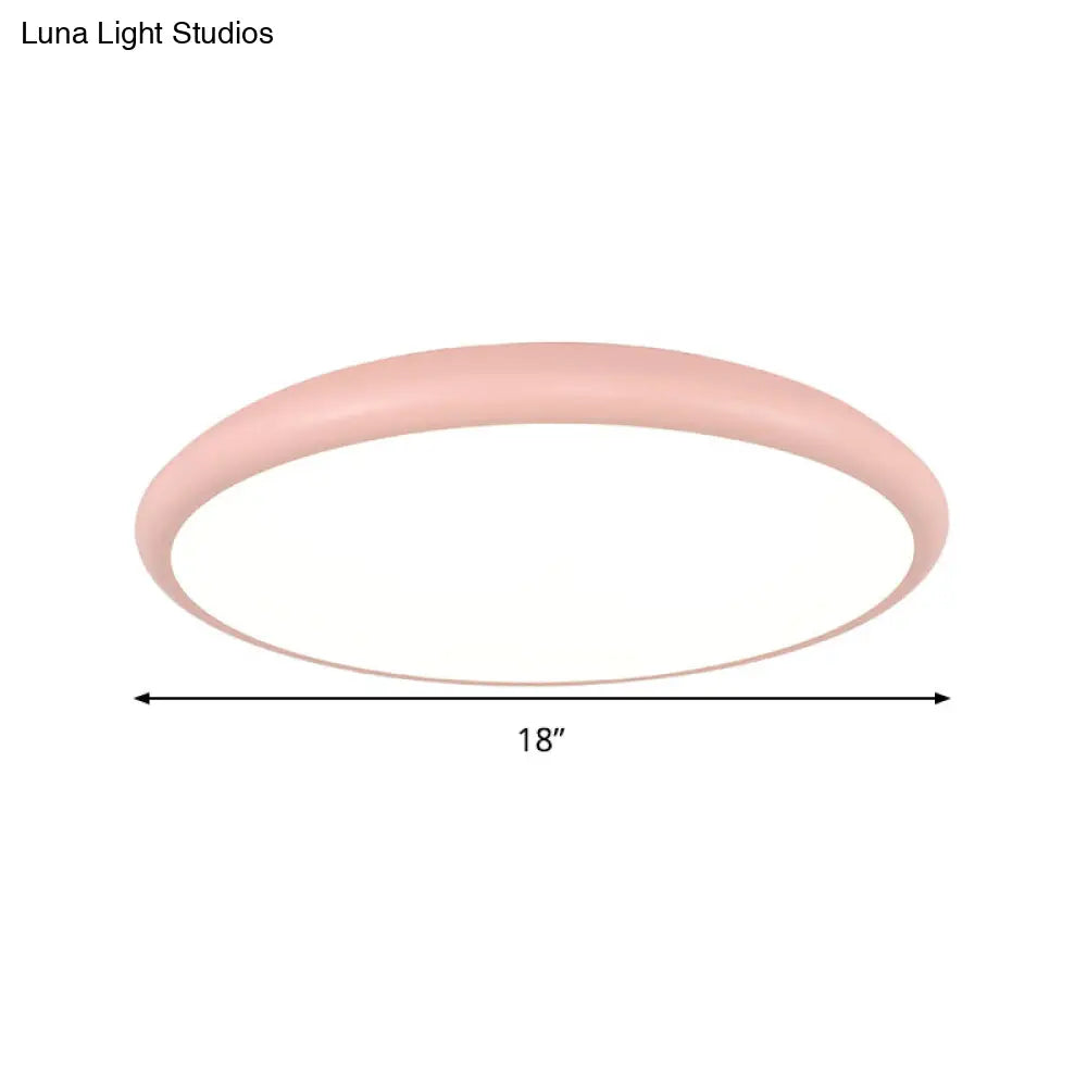 DecorBites™ DecorBites™ Modern Pink LED Ceiling Mounted Fixture, Round Acrylic Flush Mount Light in Warm & White Light, 15"/18"/22" Width