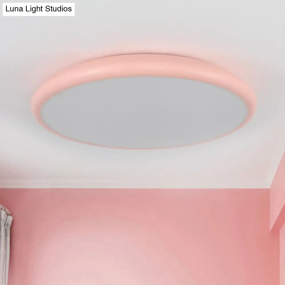 DecorBites™ DecorBites™ Modern Pink LED Ceiling Mounted Fixture, Round Acrylic Flush Mount Light in Warm & White Light, 15"/18"/22" Width