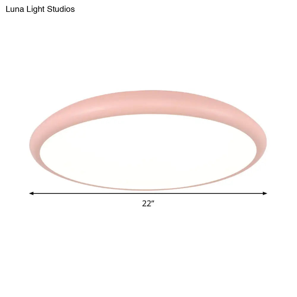 DecorBites™ DecorBites™ Modern Pink LED Ceiling Mounted Fixture, Round Acrylic Flush Mount Light in Warm & White Light, 15"/18"/22" Width