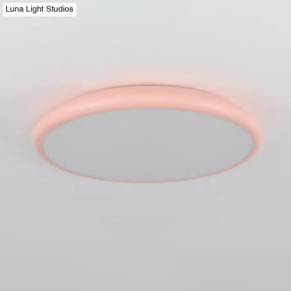 DecorBites™ DecorBites™ Modern Pink LED Ceiling Mounted Fixture, Round Acrylic Flush Mount Light in Warm & White Light, 15"/18"/22" Width