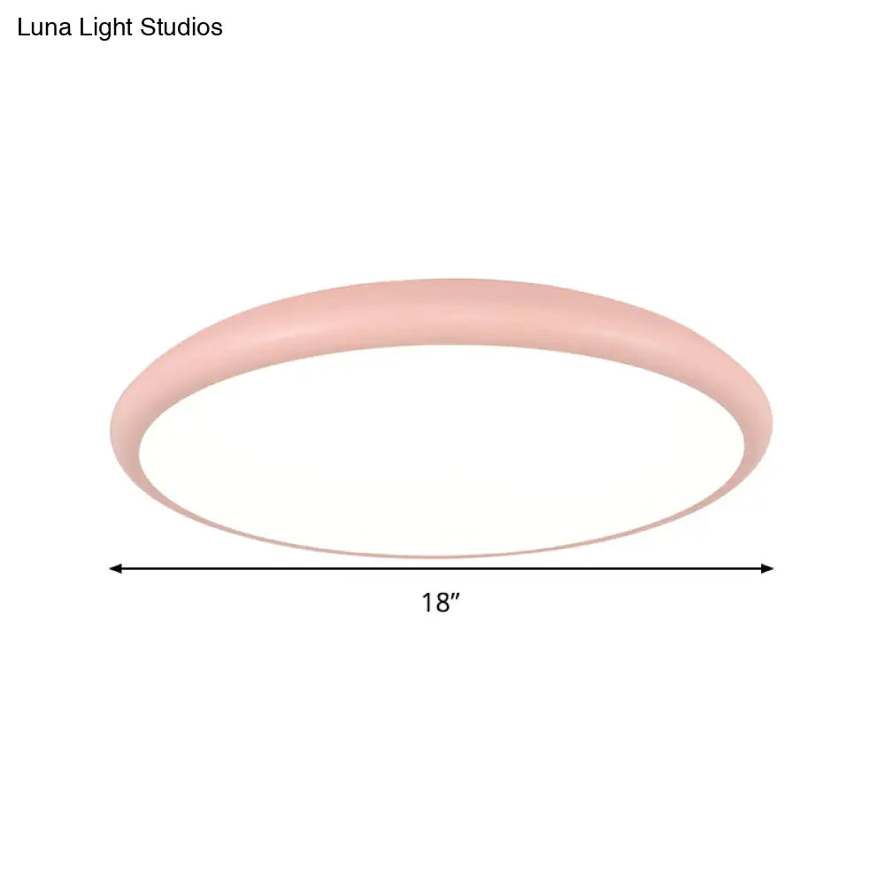 DecorBites™ DecorBites™ Modern Pink LED Ceiling Mounted Fixture, Round Acrylic Flush Mount Light in Warm & White Light, 15"/18"/22" Width