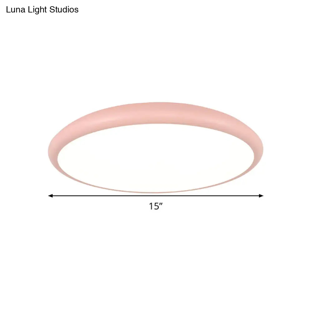 DecorBites™ DecorBites™ Modern Pink LED Ceiling Mounted Fixture, Round Acrylic Flush Mount Light in Warm & White Light, 15"/18"/22" Width