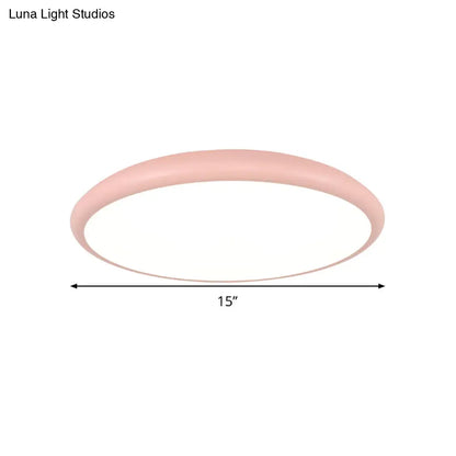 DecorBites™ DecorBites™ Modern Pink LED Ceiling Mounted Fixture, Round Acrylic Flush Mount Light in Warm & White Light, 15"/18"/22" Width