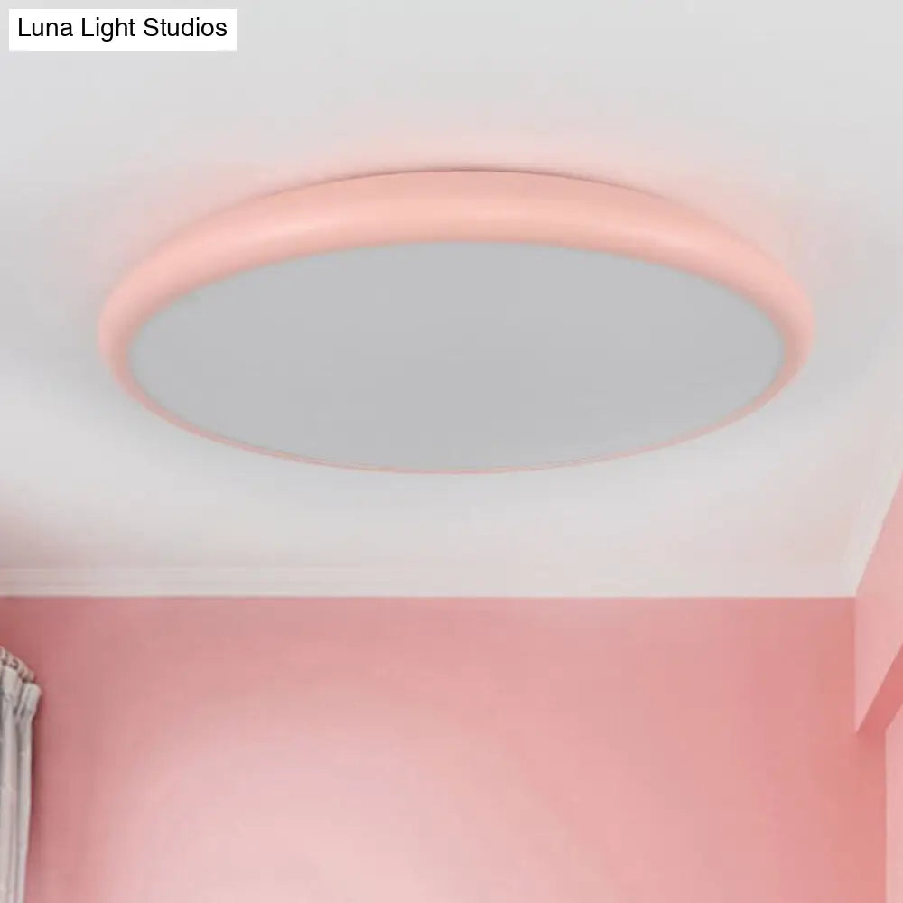 DecorBites™ DecorBites™ Modern Pink LED Ceiling Mounted Fixture, Round Acrylic Flush Mount Light in Warm & White Light, 15"/18"/22" Width