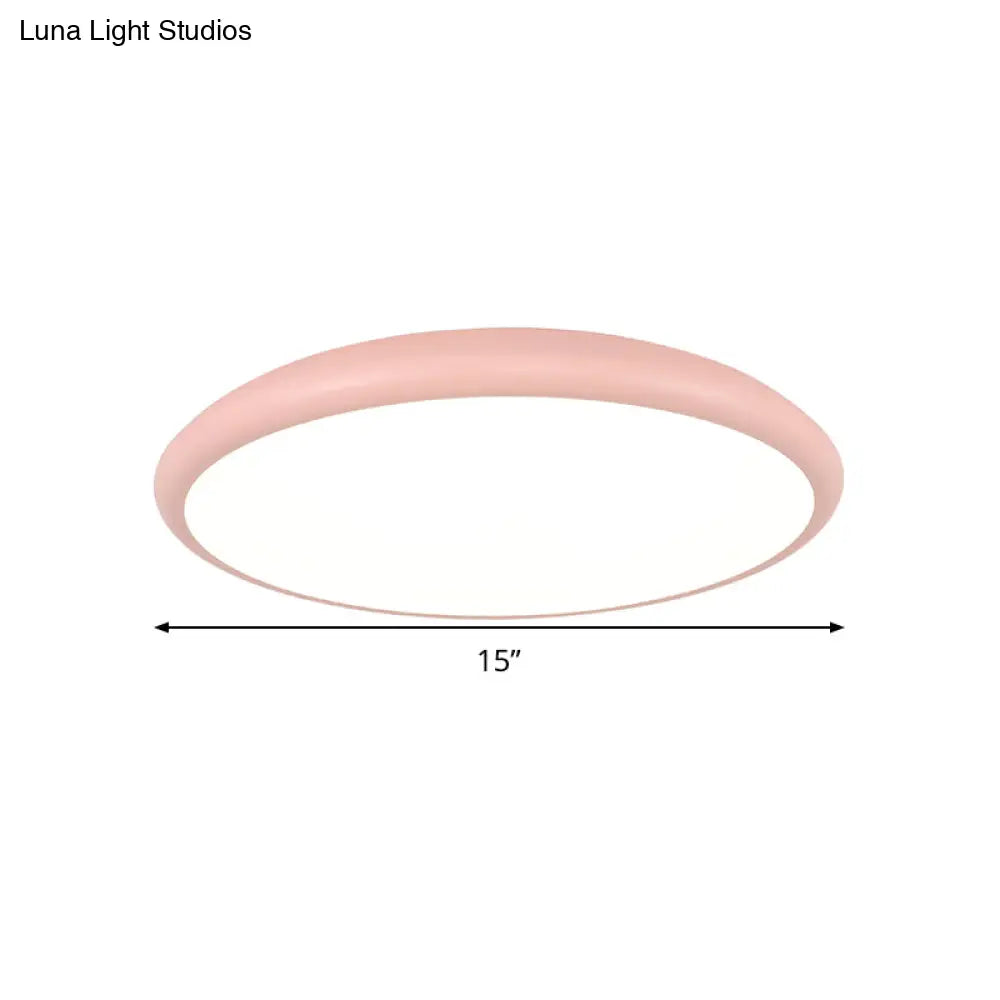 DecorBites™ DecorBites™ Modern Pink LED Ceiling Mounted Fixture, Round Acrylic Flush Mount Light in Warm & White Light, 15"/18"/22" Width