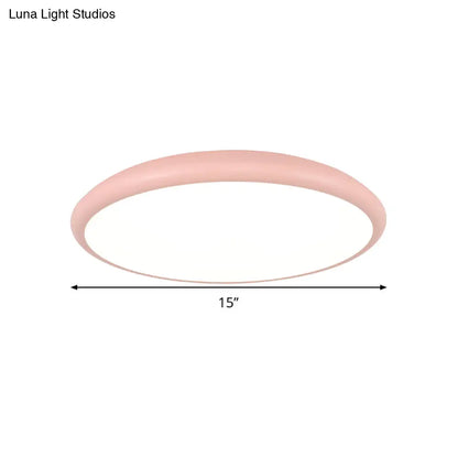 DecorBites™ DecorBites™ Modern Pink LED Ceiling Mounted Fixture, Round Acrylic Flush Mount Light in Warm & White Light, 15"/18"/22" Width
