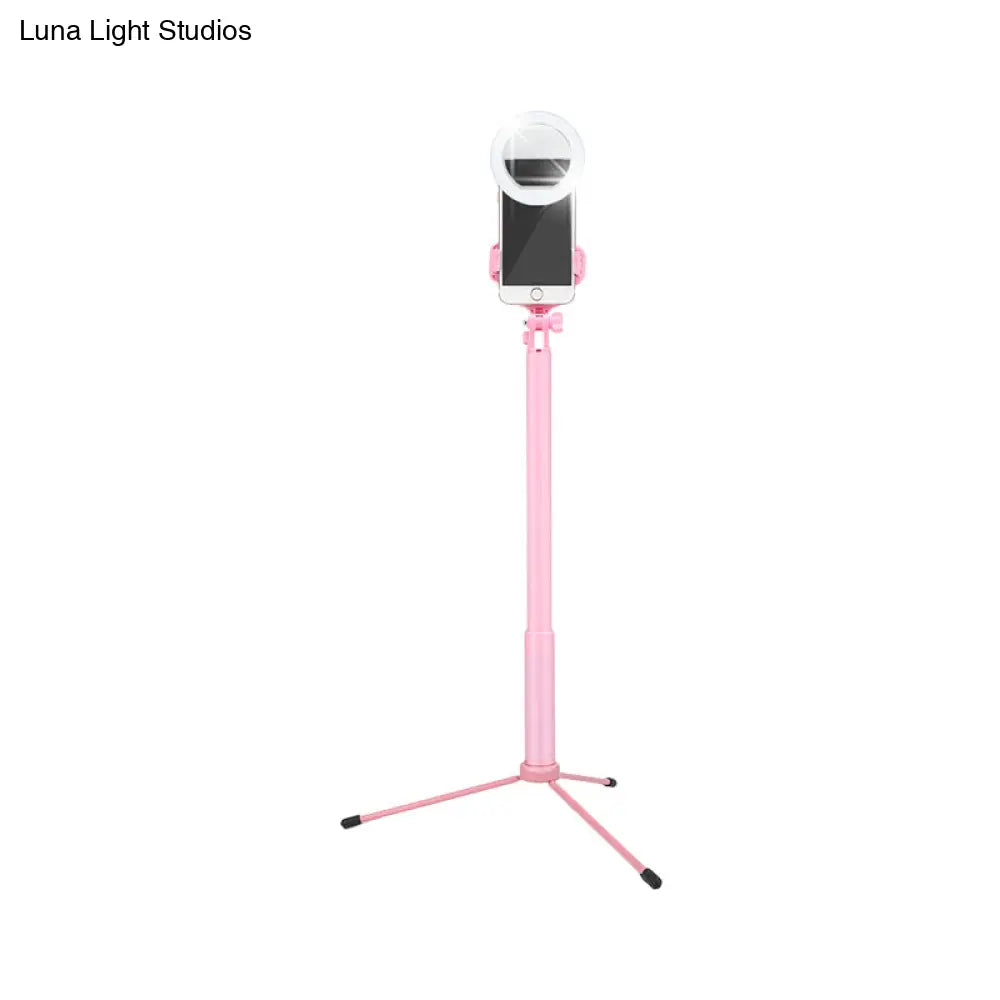 DecorBites™ DecorBites™ Modern Pink Mirror Mobile Phone Holder with LED Fill Lamp & Circular Metal Shade