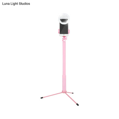 DecorBites™ DecorBites™ Modern Pink Mirror Mobile Phone Holder with LED Fill Lamp & Circular Metal Shade