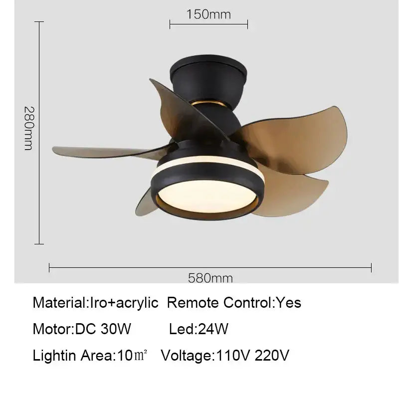 Modern pink and white kids ceiling fan with remote control featuring black and bronze iron and acrylic blades