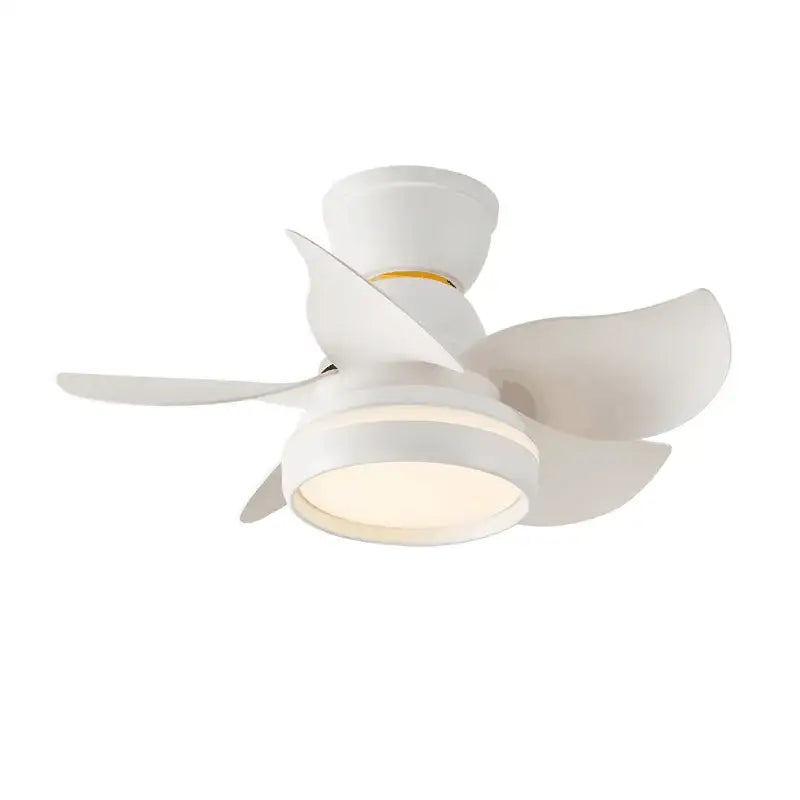 Modern pink and white kids ceiling fan with remote control featuring white blades and integrated led light