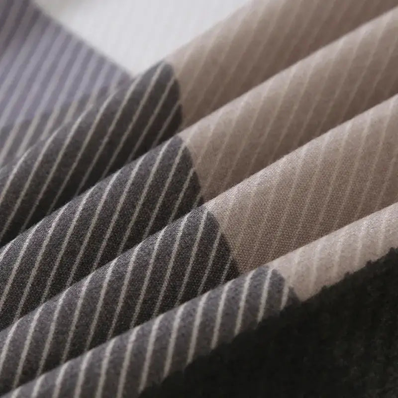 Soft textured fabric with muted gray and beige vertical stripes in decorbites cartoon printed bedding sets quilt cover kit