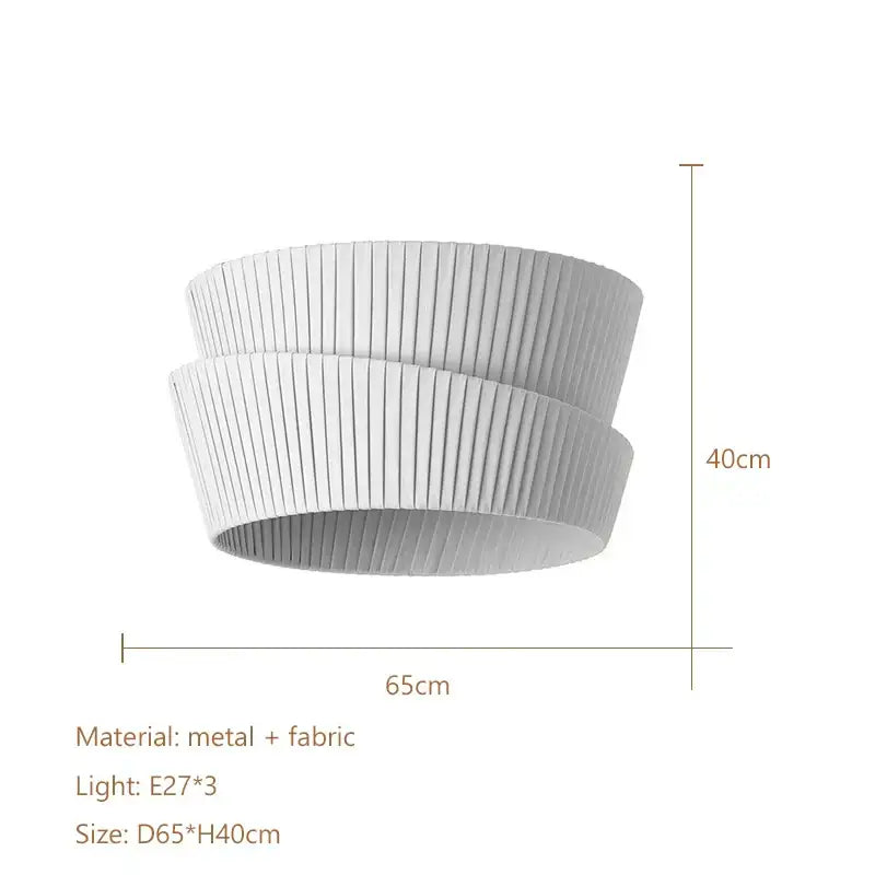 Modern pleated cream led ceiling chandelier with layered metal and fabric design for living room decorbites cream led