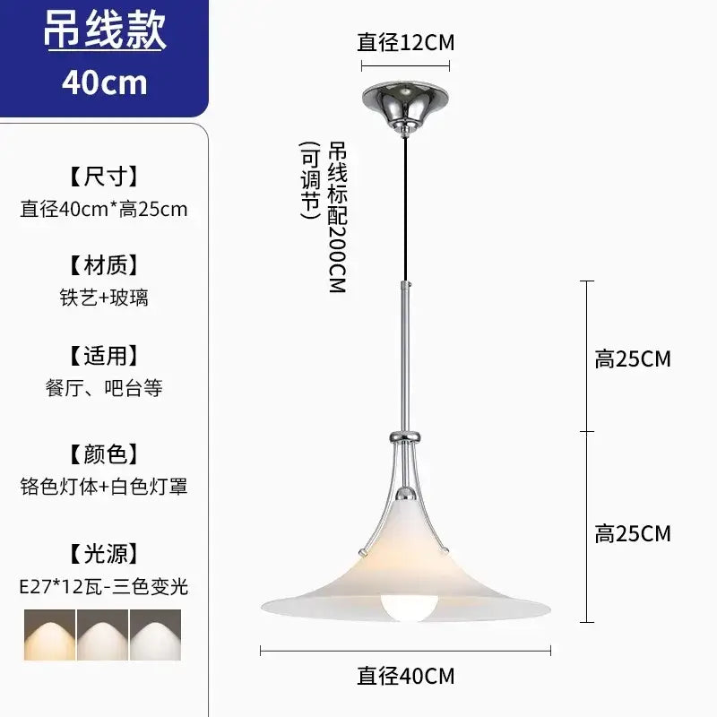 Modern polished chrome french medieval led pendant light with frosted white glass shade for kitchen decorbites pendant lights