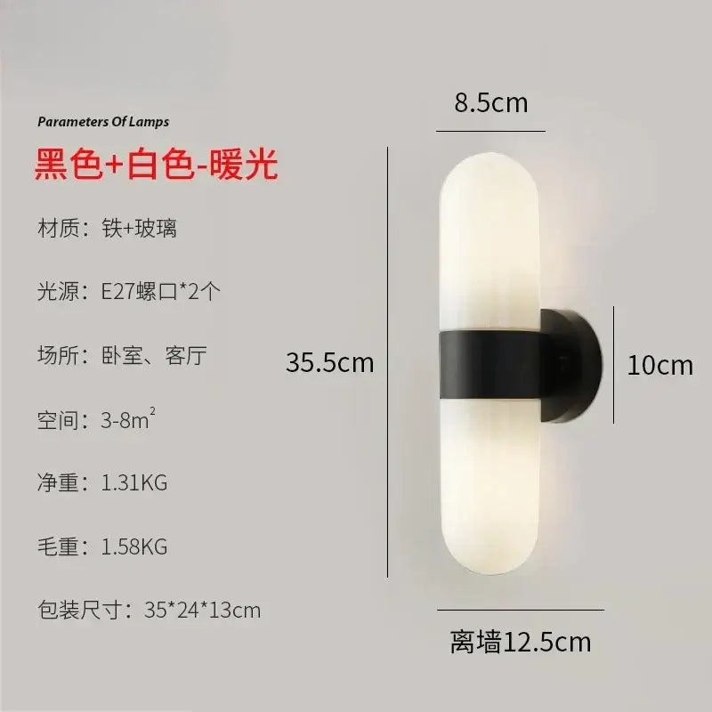 Modern polished chrome led vanity mirror light bathroom sconce with black and white wall sconce and frosted glass diffuser