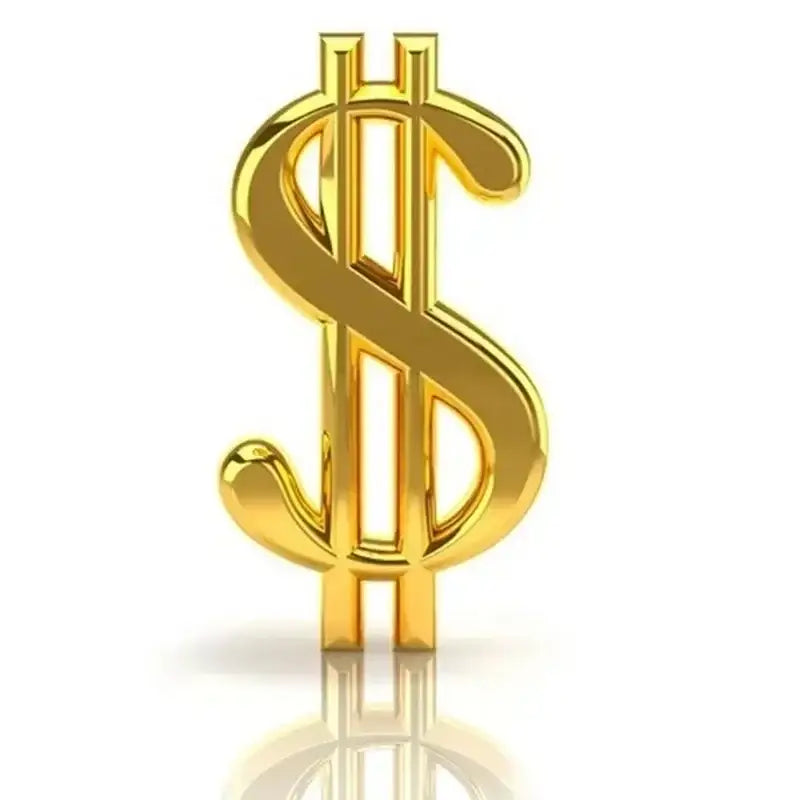 Modern polished gold dollar sign with reflective surface for bcj dietary supplement office decor and dietary supplement use