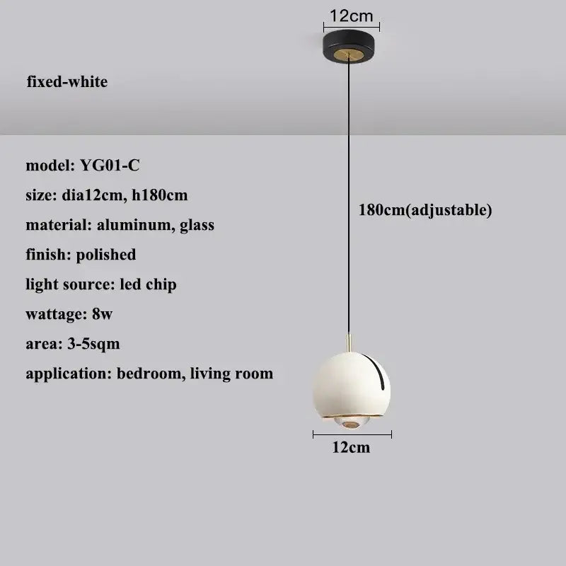 A modern polished metallic pendant light with a white glass shade and 180cm adjustable angle black cord by decorbites
