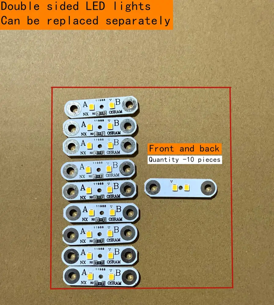 Silver-colored rectangular led light modules with osram chips for polished steel pendant light in contemporary interiors