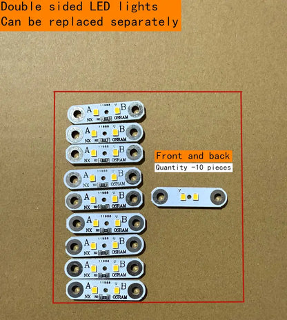 Silver-colored rectangular led light modules with osram chips for polished steel pendant light in contemporary interiors