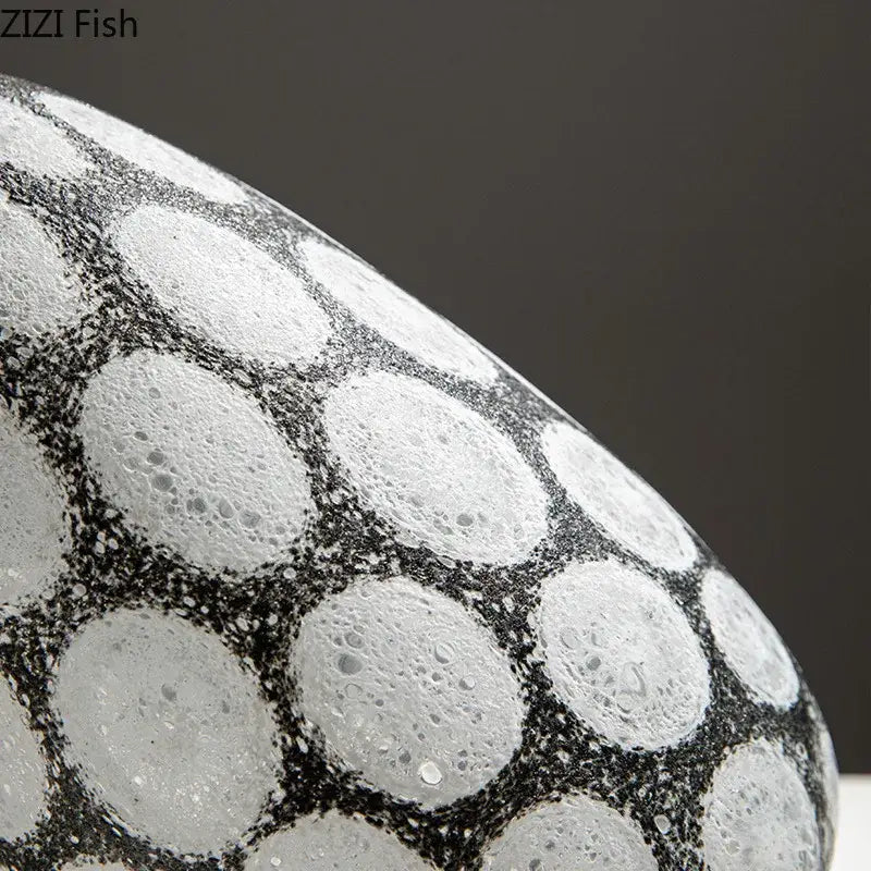 Black and white frosted decorbites bubble glass vase with textured bubble pattern for modern living room decor