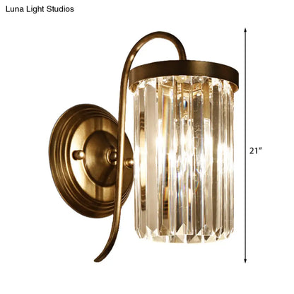 Aplique de pared cilíndrico de cristal prismático moderno DecorBites™ - Dorado/Negro