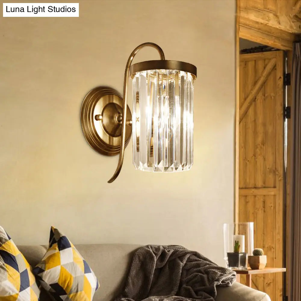 Aplique de pared cilíndrico de cristal prismático moderno DecorBites™ - Dorado/Negro