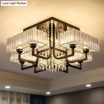 Lámpara de techo semiempotrada DecorBites™ Modern Prismatic Crystal en color negro para sala de estar