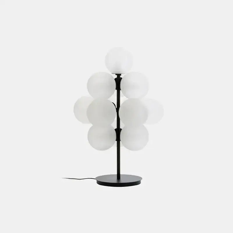 Black metal floor lamp with frosted white glass bubble globes in a tree-like cluster for modern decorbites glass bubble floor use