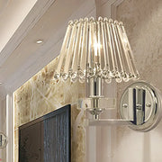 Modern pyramid wall light with chrome finish and clear glass prisms 12 inch fixture for living room lighting