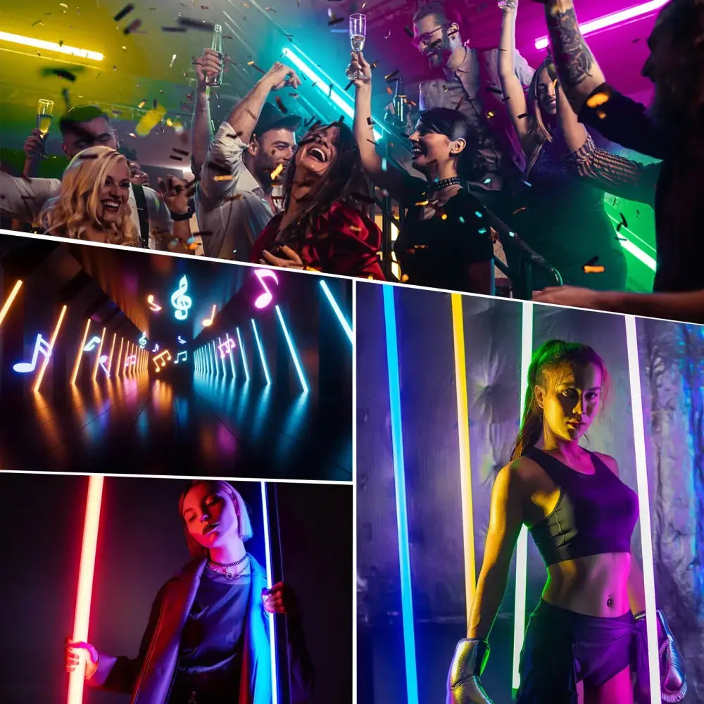 Modern rainbow rgb light stick with neon blue pink and yellow tubes decorbites 120cm rgb living room atmosphere lamp