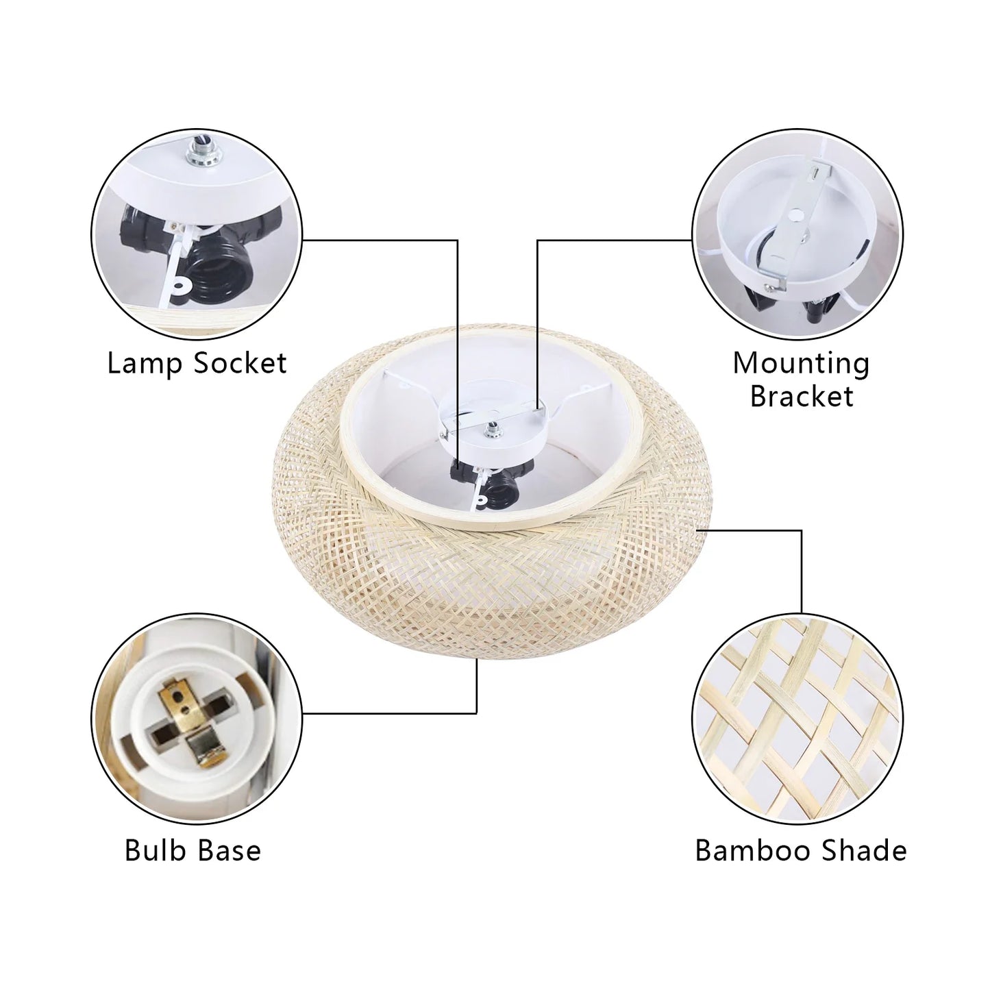 Modern Rattan Pendant Light - LED Ceiling Fan