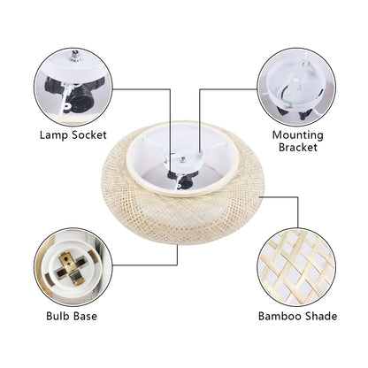 Modern Rattan Pendant Light - LED Ceiling Fan