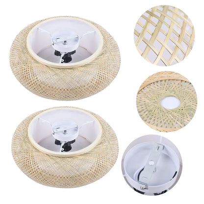 Modern Rattan Pendant Light - LED Ceiling Fan